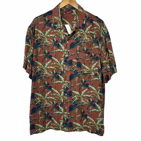 Arizona Jean CO Mens Hawaiian Palm Tree Shirt - Picture 2 of 13
